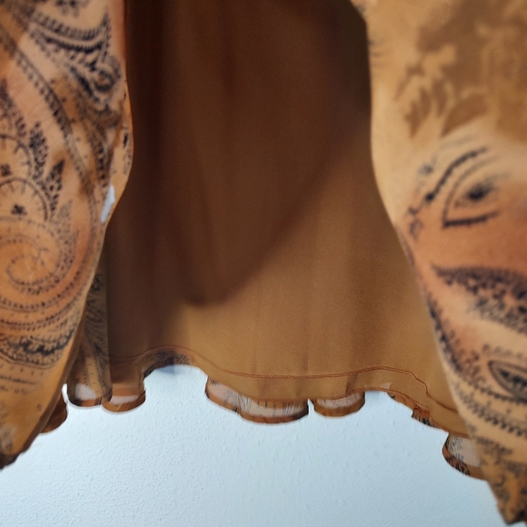 Hearts Of Palm Brown Paisley Fully Lined Elastic Sides Size 14 Midi Skirt - Picture 7 of 7